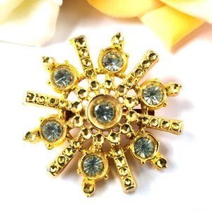 Vintage Gold Tone Rhinestone Starburst Brooch Pin